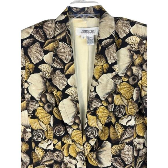 Sunny Leigh Vintage Silk Sea Shells Print Pockets Button Front Blazer Size Small - Picture 4 of 10